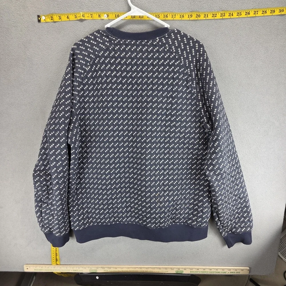 L.L. Bean Sweatshirt Mens Large Blue Pattern Crewneck Pullover Knit Geometric